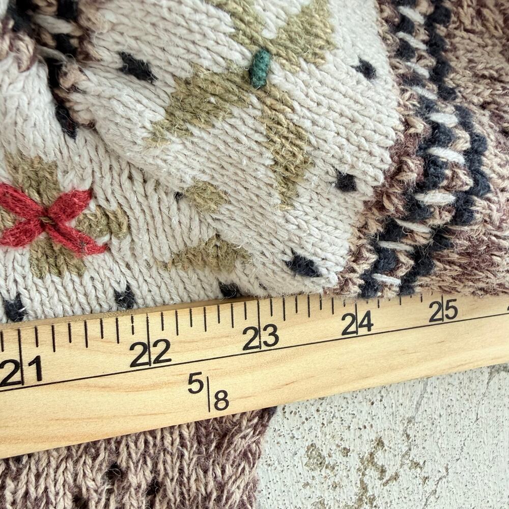 Vtg Sweater Fair Isle Floral Nordic Knit Womens XL Cottagecore Cozy Pullover - Picture 6 of 7